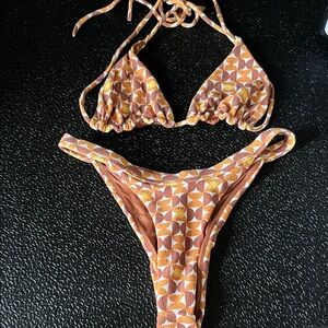 RVCA Orange and White Geometric Bikini